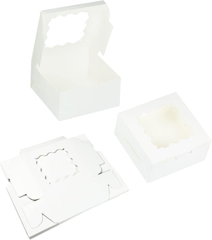 Bakepacker Brown 30-Packs Bakery Boxes with Window 6x6x3 inches Thick & Sturdy Macaroon Pastry Boxes Cookie Boxes for Bakerys
