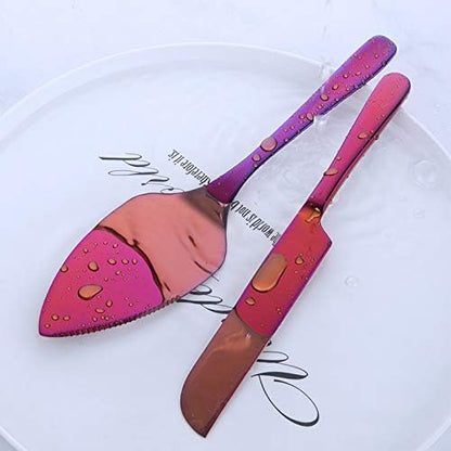Wedding Cake Knife Server Set, 304 Stainless Steel Spatula Baking Tool Cake Shovel Butter Knives For Pie/Pizza/Cheese (Gold)