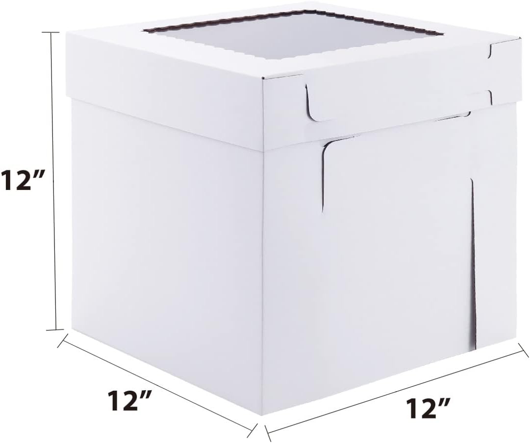 Tall Cake Boxes for Tier Cakes,10x10x12 Inch [3Pack ] Thick Sturdy Cake Box with Window, Layer Cake Carrier,Disposable Cake Containers