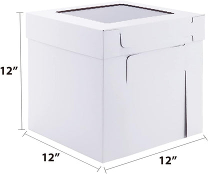 Tall Cake Boxes for Tier Cakes,10x10x12 Inch [3Pack ] Thick Sturdy Cake Box with Window, Layer Cake Carrier,Disposable Cake Containers