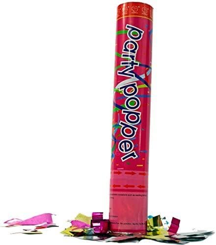 (12 Pack) Large (12 Inch) Confetti Cannons Air Compressed Party Poppers Indoor and Outdoor Safe Perfect For Any Party New Years Eve or Wedding Celebrations Shoot Streamers 10 Foot