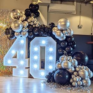 Black and Gold Balloons Garland Arch Kit, 134pcs Black and Metallic Gold Balloons with Different Size for 2026 Graduation Decorations, New Year, Birthday, Anniversary Party Decorations
