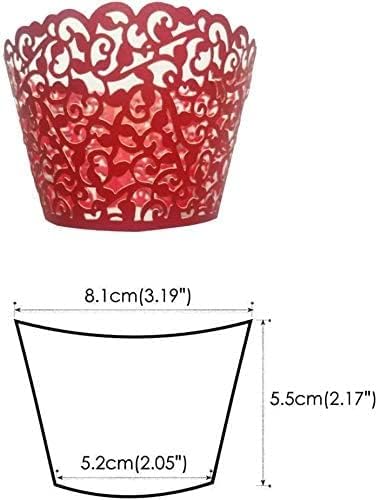 50 Pcs White Pearl Lace Laser Cut Filigree Wedding Cupcake Wrapper Baking Cake Cups Wraps Cupcake Muffin Case Trays for Special Occasions