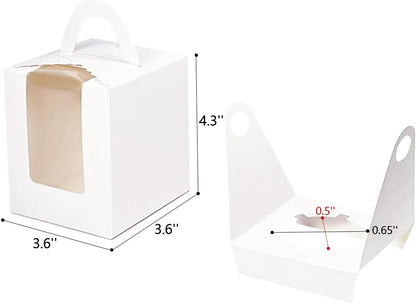 Bakepacker Auto-pop up Individual Cupcake Boxes with Window 60 Count Brown Single Cupcakes Box 3.7 x 3.7 x 4.3inch Cupcake Carrier