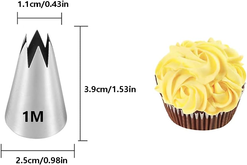Icing Piping Tip Set,3 Large Decorating Tips Stainless Steel,DIY Cream Rose Flower Piping Tips,Cupcake Pastry Tips for Cake Decorating(1M 2D 2F)