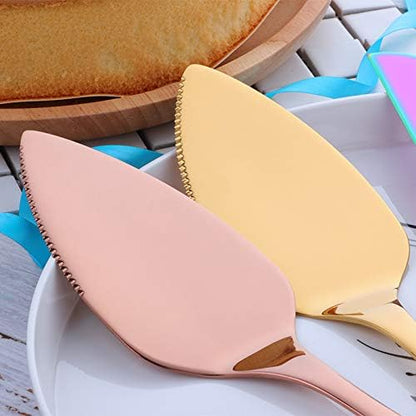 Wedding Cake Knife Server Set, 304 Stainless Steel Spatula Baking Tool Cake Shovel Butter Knives For Pie/Pizza/Cheese (Gold)