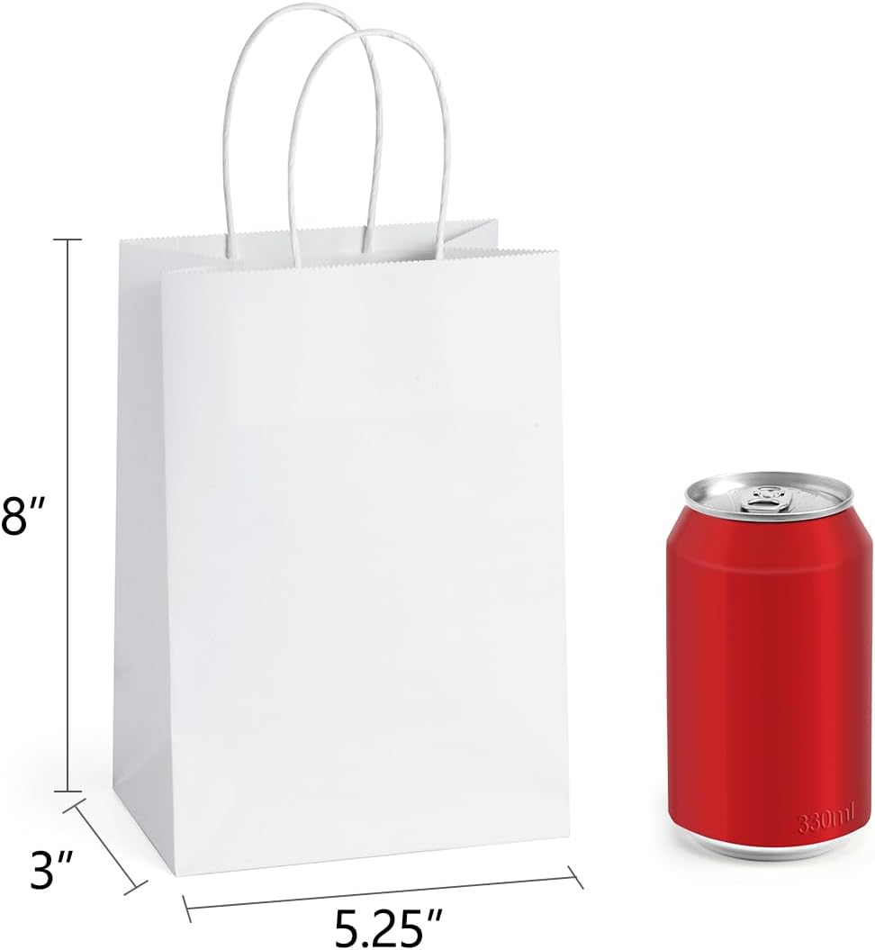 BagDream Kraft Paper Bags 25Pcs 5.25x3x8 Inches Small Paper Gift Bags with Handles Bulk for Party Favor, Retail, Merchandise, Black Gift Sacks