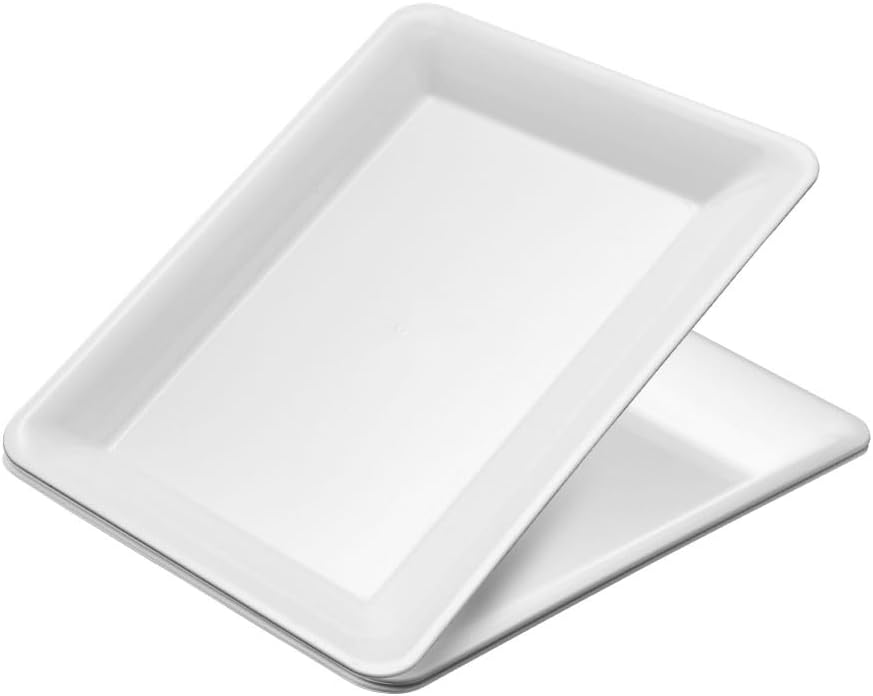 Plasticpro Plastic Serving Trays - Serving Platters Rectangle 10 X 14 Disposable Party Dish Crystal Clear Pack of 4