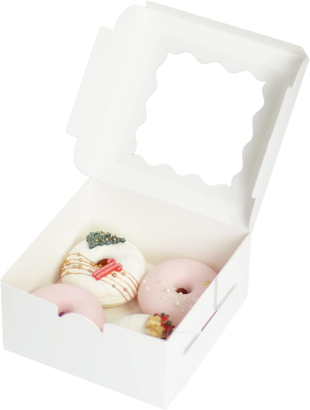 Bakepacker Brown 30-Packs Bakery Boxes with Window 6x6x3 inches Thick & Sturdy Macaroon Pastry Boxes Cookie Boxes for Bakerys