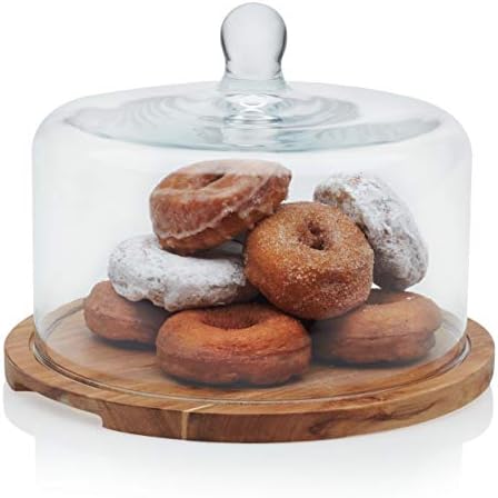 Libbey Selene Glass Cake Stand with Dome Lid, Elegant Curved Footed, Covered Cake Stand, Versatile Serving Dish for Variety of Desserts and More