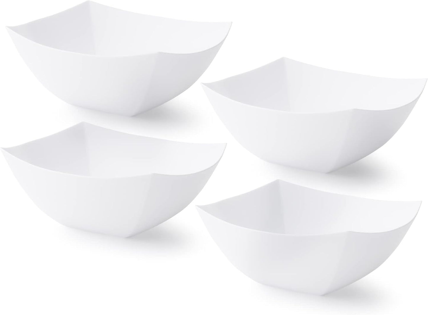 Posh Setting - Clear Plastic Serving Bowls for Party (8oz - 4 Pack) Square, Disposable, Salad & Fruit Bowls for Party Table, Candy Containers for Candy Buffet
