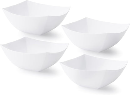 Posh Setting - Clear Plastic Serving Bowls for Party (8oz - 4 Pack) Square, Disposable, Salad & Fruit Bowls for Party Table, Candy Containers for Candy Buffet