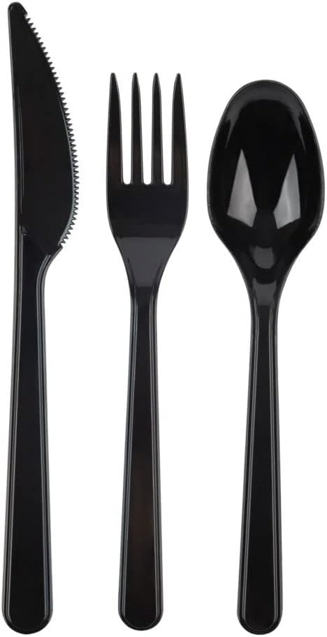 Party Bargains Disposable Cutlery set, SAPPHIRE Design, Clear Color, 360 Pieces: 180 Forks, 120 Spoons, 60 Knives