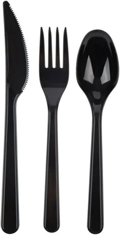 Party Bargains Disposable Cutlery set, SAPPHIRE Design, Clear Color, 360 Pieces: 180 Forks, 120 Spoons, 60 Knives