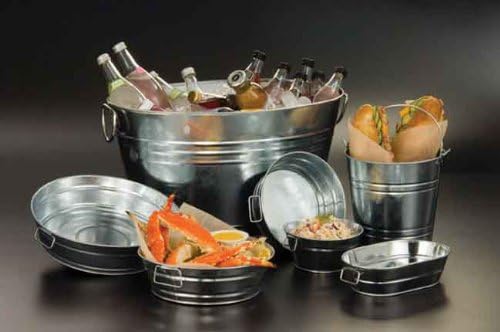 American Metalcraft MTUB63 Natural Galvanized Tub with Side Handle - 27 oz, 6-Inch