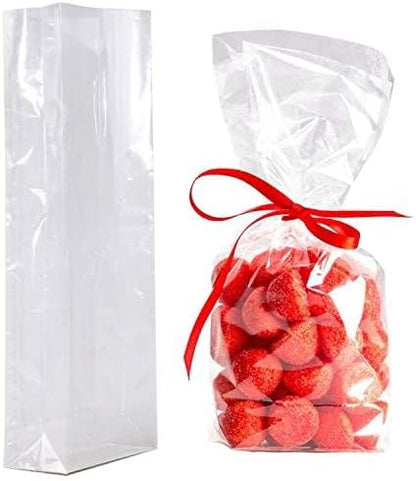 Gusseted Flat Bottom Cellophane Bags with Paper Insert 50Pcs 4x2x8 Inches Smore Bags