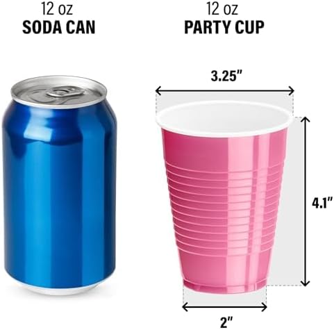 DecorRack 20 Party Cups 12 oz Disposable Plastic Cups for Birthday Party Bachelorette Camping Indoor Outdoor Events Beverage Drinking Cups (Black, 20)