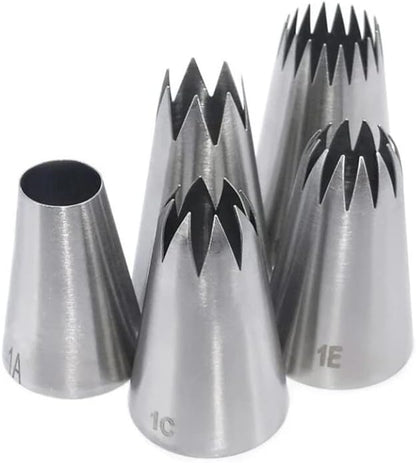 Icing Piping Tip Set,3 Large Decorating Tips Stainless Steel,DIY Cream Rose Flower Piping Tips,Cupcake Pastry Tips for Cake Decorating(1M 2D 2F)