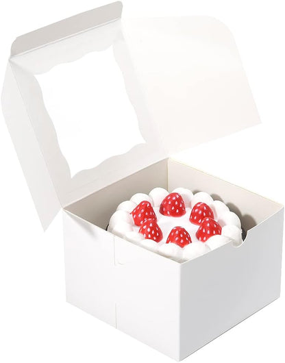 Cookie Boxes with Window 4.5x4.5x3 Inch-50 Pack,White Bakery Boxes,Mini Treat Boxes for Mini Bundt Cake and Individual Cheesecakes