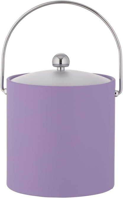Kraftware Fun Colors - 3qt Ice Bucket with a Chrome Bale Handle, Chrome Astro Knob, and Frosted Acrylic Cover (Light Blue)