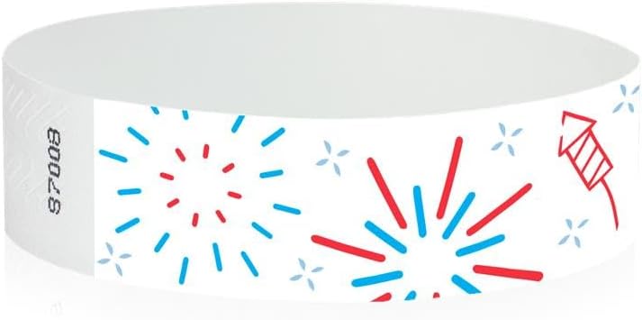 500 WristCo Red Stars Tyvek Wristbands for Events - Comfortable Tear Resistant Paper Bracelets ID Wrist Bands for Concerts Festivals Admission Party Identification Tours
