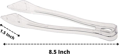 PARTY BARGAINS 8.5″ Clear Plastic Serving Tongs 12-Pack – Heavy-Duty Disposable & Reusable Kitchen Tongs for Parties BBQ Buffet Salad Appetizers Catering