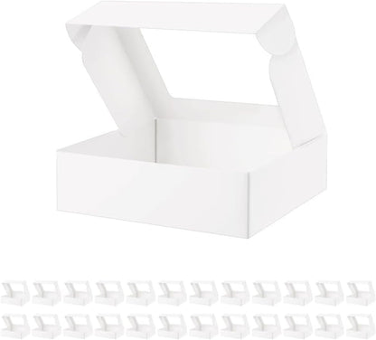 15 Pumpkin Roll Boxes, 12x8x3.5 inches Cake Roll Container, White Roll Cake Boxes with Window, Donut Boxes Pastry Cake Packaging
