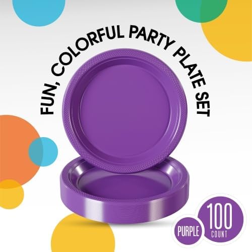 Party Solids Black Plastic Plates For Party 10" Black Disposable Plates For Party Supplies 100 Pcs Plastic Dinnerware Sets Heavy Duty 350 GSM Disposable Dinnerware Set