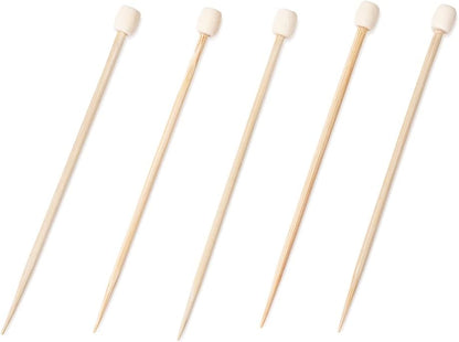 3.5 Inch Cocktail Picks, 100 Disposable Appetizer Skewers - Cylinder Top, Sturdy, Natural Bamboo Decorative Toothpicks, For Barbeques, Parties, Or Buffets