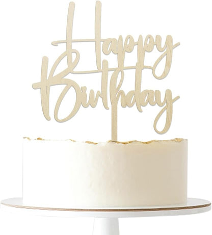 Happy Birthday Cake Topper,black Glitter Cake Pick Bunting Decor for Anniversary Birthday Party Cake Decorations Supplies