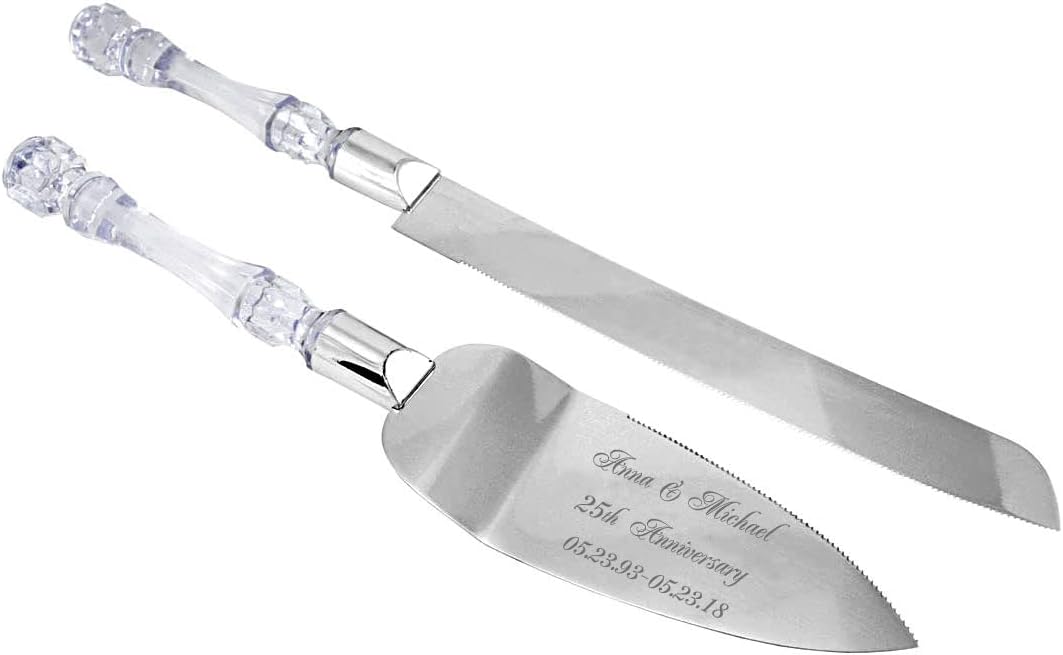 GIFTS INFINITY Personalized Wedding Cake Knife and Server Set with Engraving – Cake Cutting Utensil Set, Keepsake Gift for Wedding, Anniversary, Reception, Birthday & Other Occasions (CH-101WB)