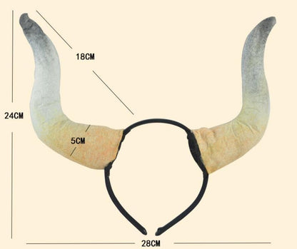 BinaryABC Large Bull Horns Costume Headband,Halloween Goat Horns Cosplay Costume Accessory,Halloween Party Favor