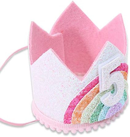 Birthday Rainbow Girl Crown, Birthday Hat for Event Party Supplies,Photo Props
