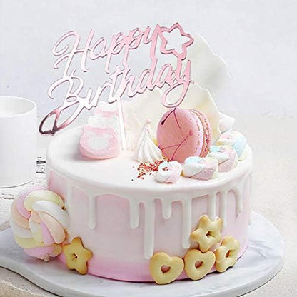 6-Pack Gold Cake Topper Set, Double-Sided Glitter, Acrylic Happy Birthday Cupcake Toppers, Birthday Decorations for Children or Adults.