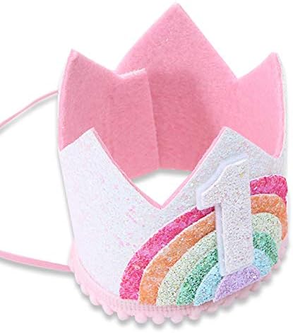 Birthday Rainbow Girl Crown, Birthday Hat for Event Party Supplies,Photo Props