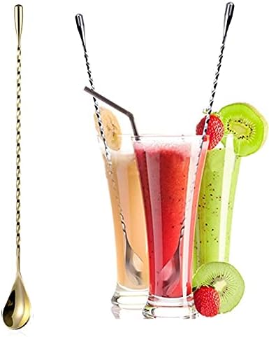 2 Pcs 12 Inch Bar Mixing Spoon Cocktail Spoon Stainless Steel Bar Long Spoon With Spiral Pattern