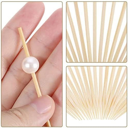 Blulu 200 Pack Cocktail Picks Fancy Toothpicks for Appetizers 4.7 Inch Pearl Cocktail Skewers for Drink Bamboo Flavored Stick Charcuterie Fruit Food Accessories Birthday Wedding Party Decor