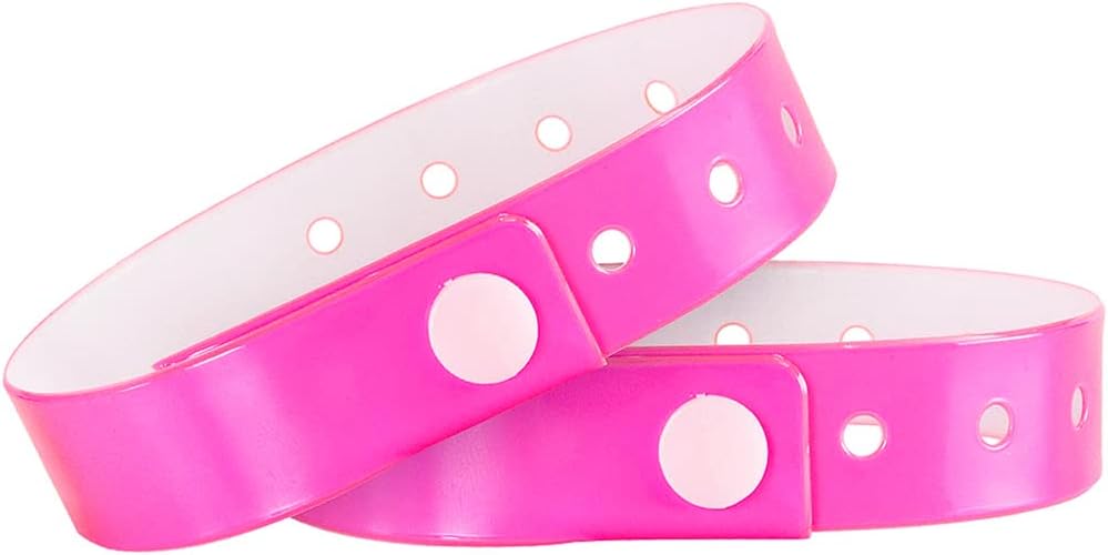 Ouchan Plastic Event Wristbands Neon Green- 100 Pack Vinyl Wristbands for Party