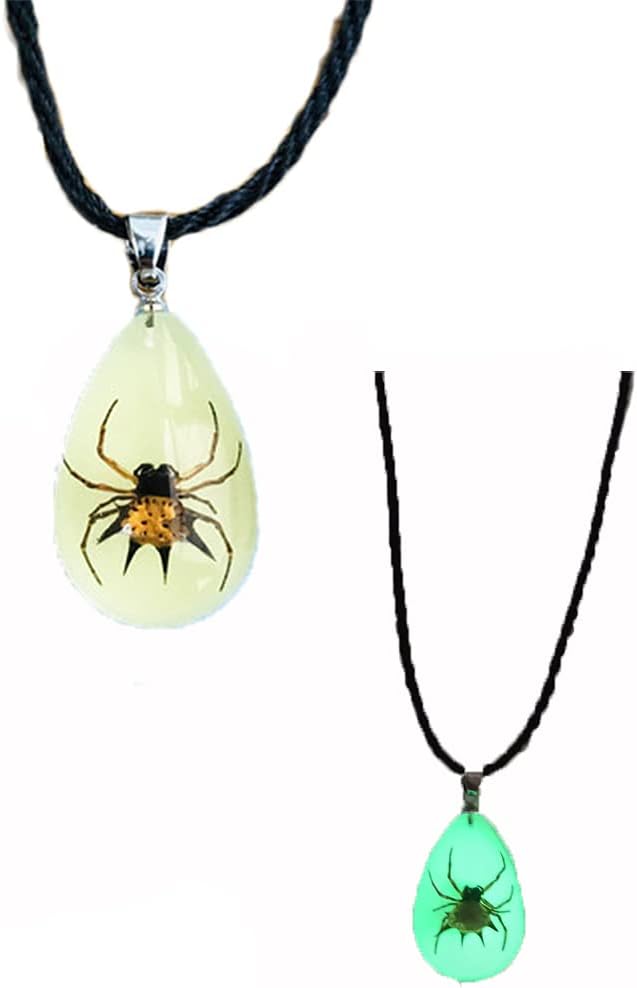 Glow in the Dark Necklace Black Scorpion Amber Resin Adjustable Necklace Pendent with Insect Sample Inside Birthday Gift for Lover Friends