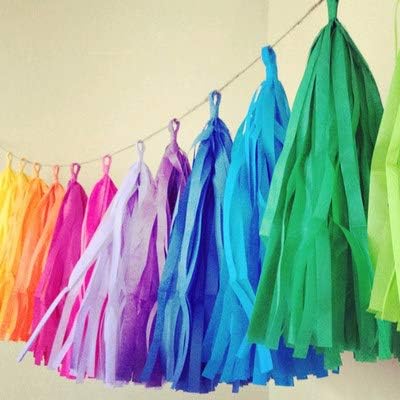 9.8in Blue Tissue Paper Tassel DIY Hanging paper decorations Party Garland Decor for Party Decorations Wedding,Festival,Baby Shower Decoration 20PCS25cm