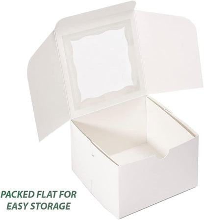 Cookie Boxes with Window 4.5x4.5x3 Inch-50 Pack,White Bakery Boxes,Mini Treat Boxes for Mini Bundt Cake and Individual Cheesecakes