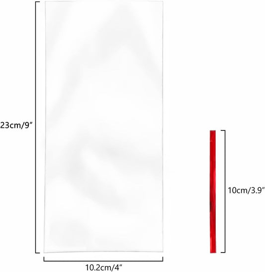 XLSFPY 100PCS Clear Cellophane Bags, 5x7 Small Treat Bags with Ties, Cake Pop Bags, Candy Bags, Goodie Bags, Rice Crispy Treat Bags, Clear Bags for Favors Birthday Party (5'' x 7'')