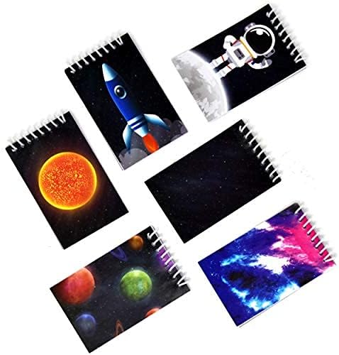 Gift Boutique 48 Outer Space Galaxy Mini Notepads, Astronaut & Rocket Ship Theme Spiral Memo Notebooks, Solar System Party Favors & Classroom Rewards for Kids
