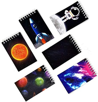 Gift Boutique 48 Outer Space Galaxy Mini Notepads, Astronaut & Rocket Ship Theme Spiral Memo Notebooks, Solar System Party Favors & Classroom Rewards for Kids