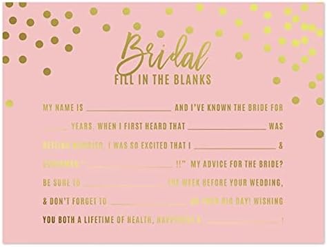 Andaz Press Blush Pink and Metallic Gold Confetti Polka Dots Bachelorette Party Bridal Shower Collection, Scavenger Hunt Game Cards, 20-Pack