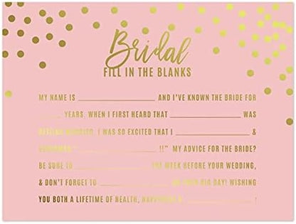 Andaz Press Blush Pink and Metallic Gold Confetti Polka Dots Bachelorette Party Bridal Shower Collection, Scavenger Hunt Game Cards, 20-Pack