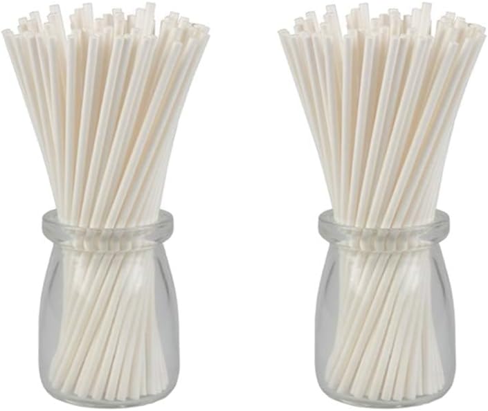 COOLAKE Lollipop Sticks 100 Pack 6 Inch Paper Candy Making Sucker Sticks for Cake Topper, DIY Homemade Fruit Candy, Chocolate