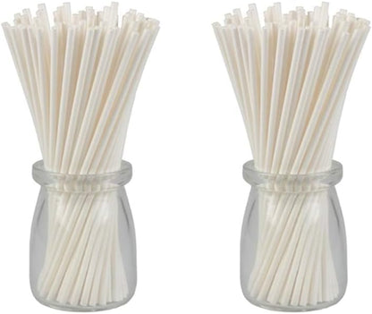 COOLAKE Lollipop Sticks 100 Pack 6 Inch Paper Candy Making Sucker Sticks for Cake Topper, DIY Homemade Fruit Candy, Chocolate