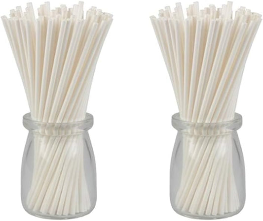 COOLAKE Lollipop Sticks 100 Pack 6 Inch Paper Candy Making Sucker Sticks for Cake Topper, DIY Homemade Fruit Candy, Chocolate
