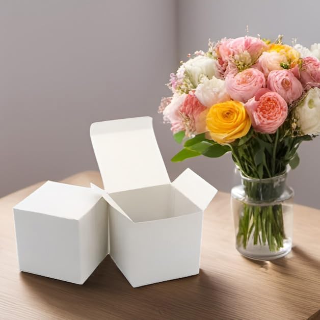 Oletx 24 Pcs Colorful Paper Gift Boxes, Small Candy Boxes Bulk, 3x3x3 inch Gift Box with Lids, Goodie Treat Boxes for Party Favors, Birthday Gifts, Wedding Gifts